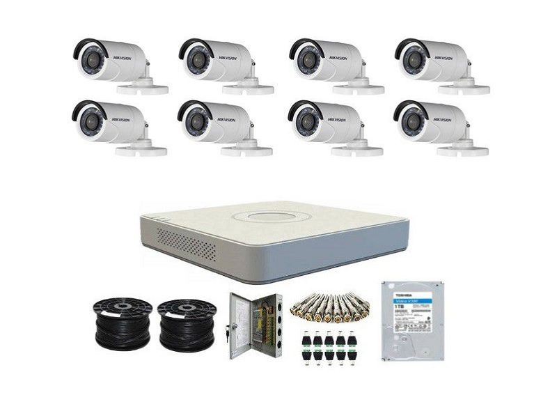 Hikvision 8CH 2MP Bullet Camera KIT + 1TB + 100M Cable